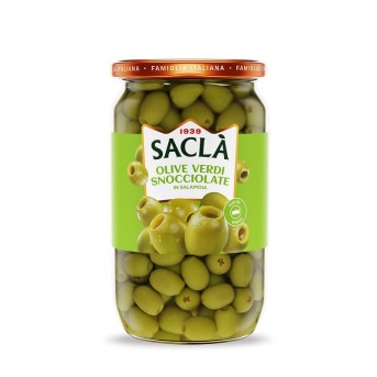 Olives vertes dénoyautées au naturel 1,55 kg – Format pro Saclà