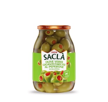 Olives vertes géantes au poivron au naturel 1 kg – Gros format Saclà