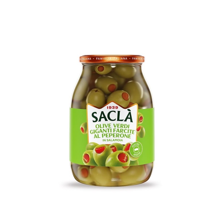 Olives vertes géantes au poivron au naturel 1kg