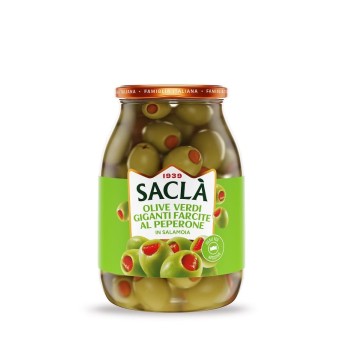 Olives vertes géantes au poivron au naturel 1 kg – Gros format Saclà