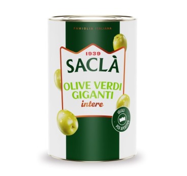 Olives vertes entières géantes au naturel 4,1kg – Format pro Saclà