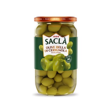 Olives vertes Belle de Cerignola au naturel 1,6kg – Format pro Saclà
