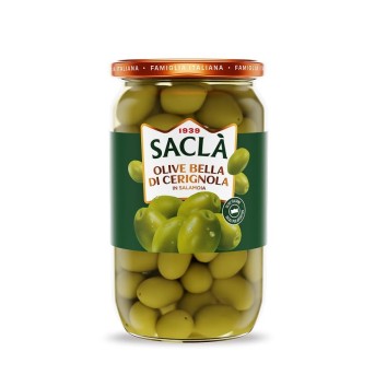 Olives vertes Belle de Cerignola au naturel 1,6kg – Format pro Saclà