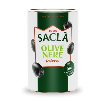 Olives noires entières au naturel 4,25kg – Format pro Saclà
