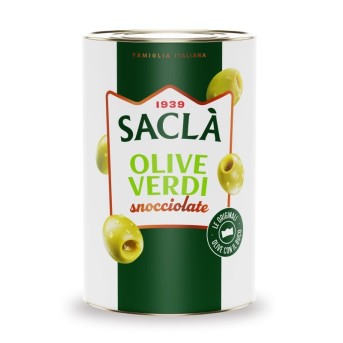 Olives Vertes Dénoyautées 4,1 kg – Format pro | Saclà