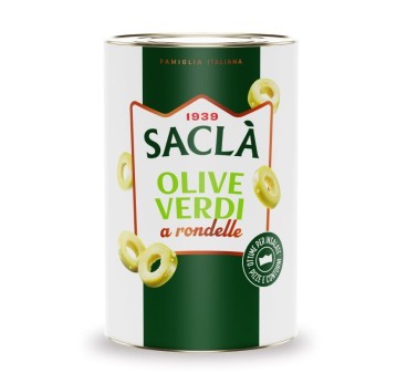 Olives vertes en rondelles au naturel 4,1 kg | Saclà – Format professionnel