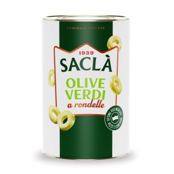 Olives vertes en rondelles au naturel 4,1 kg | Saclà – Format professionnel