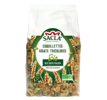 Pâtes Coquillettes Rigate Tricolore Bio Saclà 500 g – Pâtes italiennes