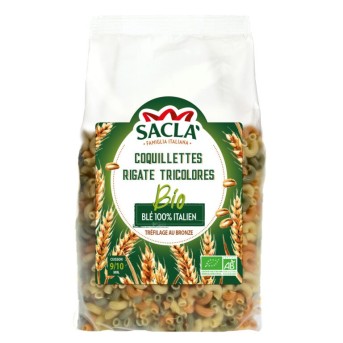 Pâtes Coquillettes rigate tricolore bio 500gr