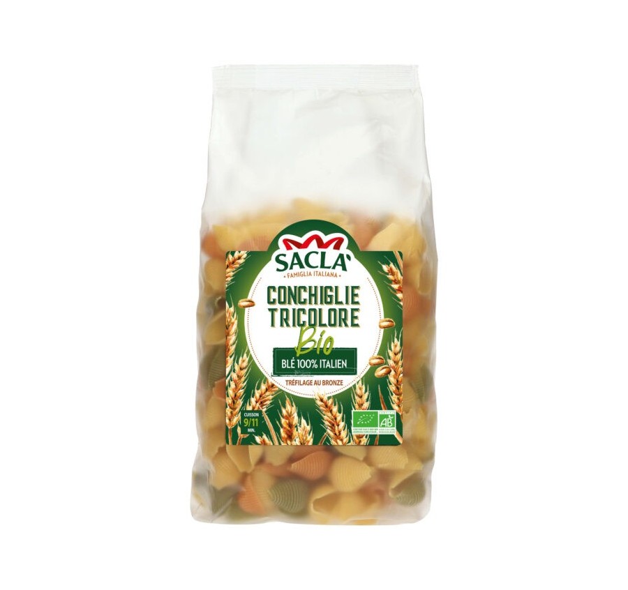 Pâtes Conchiglie tricolore bio 500gr