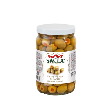 Olives vertes géantes au poivron 1,55kg – Format pro Saclà