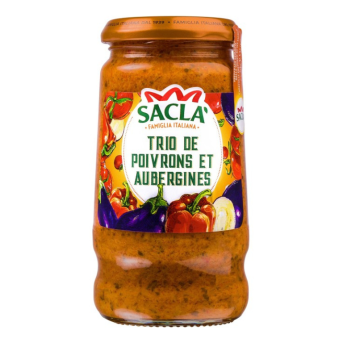Sauce Trio de poivrons & aubergines 290gr - Recette Saclà